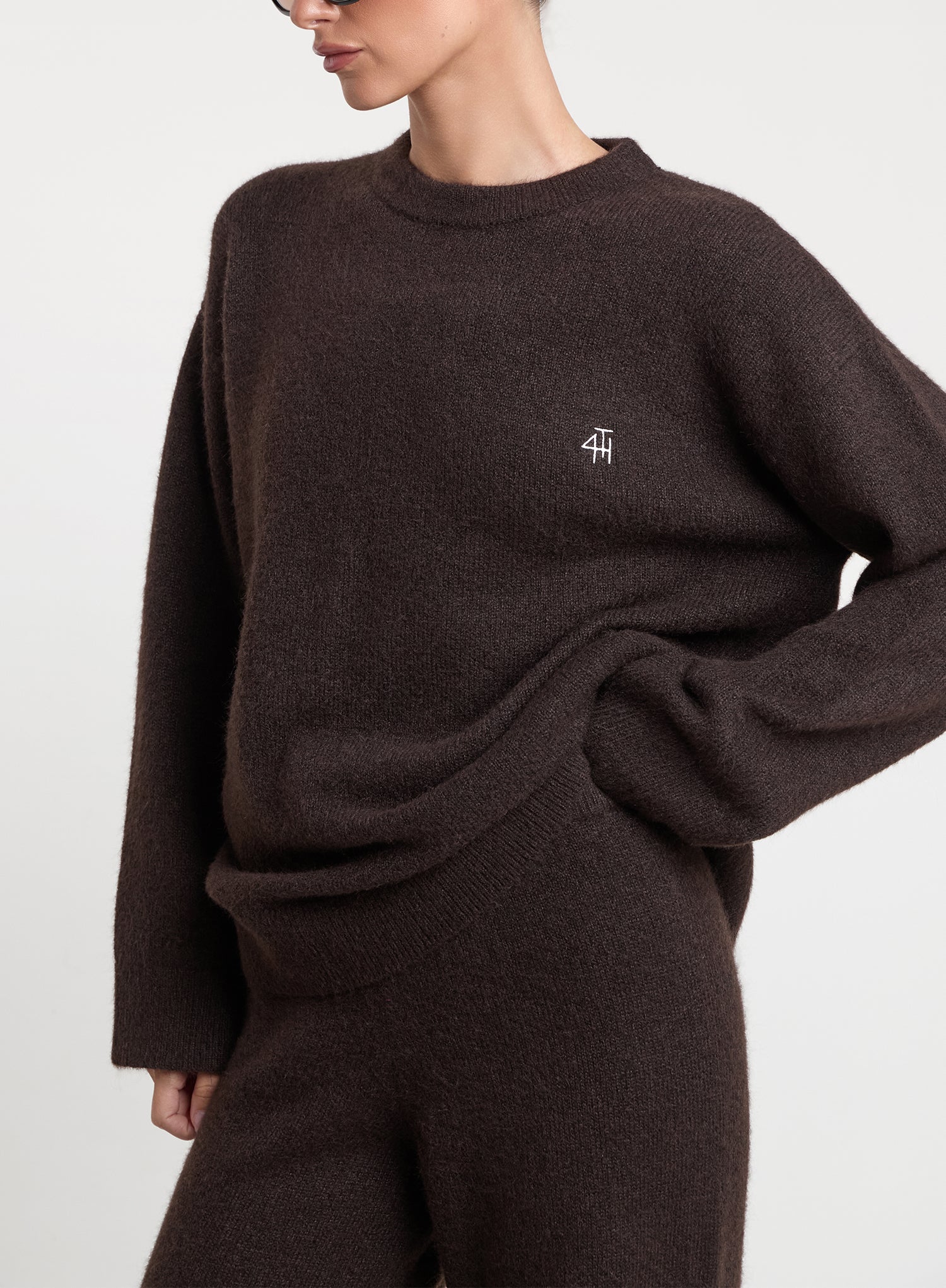 Chocolate Knitted Straight Leg Trousers